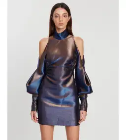 Camilla and Marc Bella Mini Dress in Metallic Cobalt Size 4 for rent on The Volte - image 4