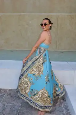 Alemais Cassie La Sirena Exclusive Sundress Blue Print Size 16 for rent on The Volte - image 2