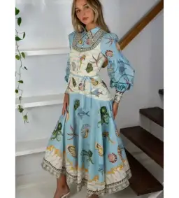 Alemais Bath House Shirt Midi Dress Print Size 16 for rent on The Volte - image 3