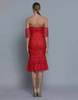 Bariano Emily Double Tier Lace Dress  Red Size 8 for rent on The Volte - image 2