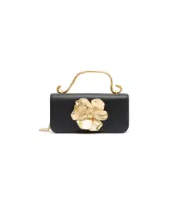 Aje Alessia Flower Clutch Black