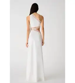 Misha Jillian Asymmetric Lace Gown in Ivory Size 12/L for rent on The Volte - image 4