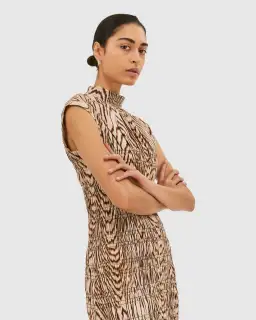 Saba Allegro Shirred Dress Brown Size AU 8 for rent on The Volte - image 3