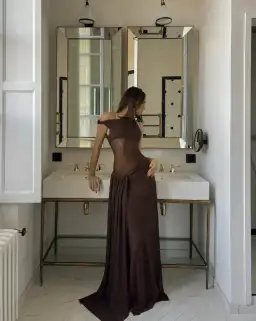 Misha Sisal Maxi Dress Espresso Size 10/M for rent on The Volte - image 1