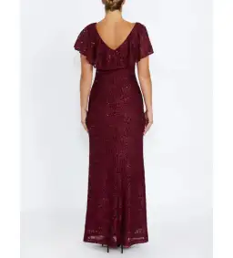 Anthea Crawford Trudy Malbec Sequion Lace Gown in Red Size 18 for rent on The Volte - image 3