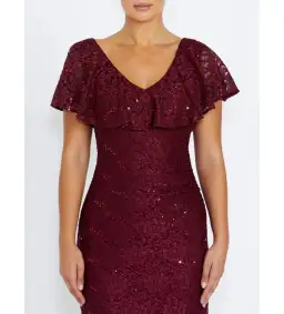 Anthea Crawford Trudy Malbec Sequion Lace Gown in Red Size 18 for rent on The Volte - image 4