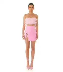 Eliya The Label Heather Top and  Simone Mini Skirt Pink Size AU 8