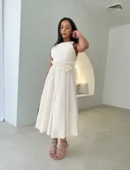 Zimmermann Pleated Picnic Midi Dress Ivory Size AU 10 for rent on The Volte - image 3