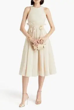 Zimmermann Pleated Picnic Midi Dress Ivory Size AU 10 for rent on The Volte - image 1