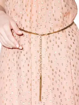Zimmermann Metallic Dot Tie Neck Midi Dress Blush Size 2 /AU 12 for rent on The Volte - image 5