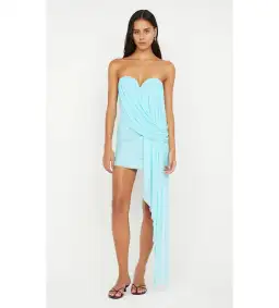 Bec & Bridge Danka Strapless Mini Dress Turquoise Size AU 6