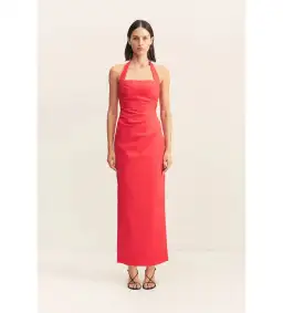 Shona Joy Lani Draped Halter Maxi Dress Chilli Size AU 14 for rent on The Volte - image 1