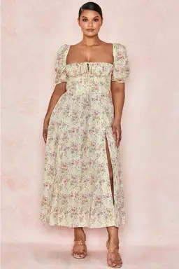 House of CB Lemon Floral Tallulah Dress Puff Sleeve Size Size 12 for rent on The Volte - image 2