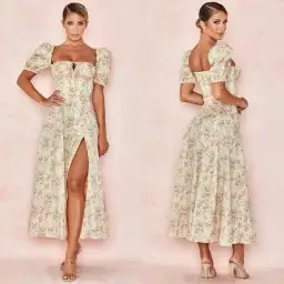 House of CB Lemon Floral Tallulah Dress Puff Sleeve Size Size 12 for rent on The Volte - image 4