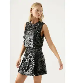 Aje Celeste Sequin Top in Black Size AU 12 for rent on The Volte - image 2