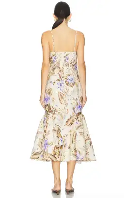 Zimmermann The Coco Tie Front Midi Dress in Cream Multi Floral Size 1 / AU 10 for rent on The Volte - image 2