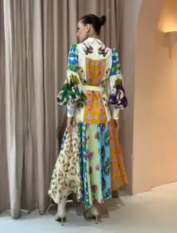 Alemais Lou Balloon Sleeve Shirt Midi Dress Multi Print Size AU 16 for rent on The Volte - image 3