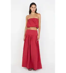 Bec & Bridge Dante Bubble Top and Maxi Skirt Set Cherry Size AU 6