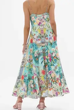 Camilla Gardens Of Queluz Long Dress With Tie Front  Multi Print Size XS / AU 8 for rent on The Volte - image 3