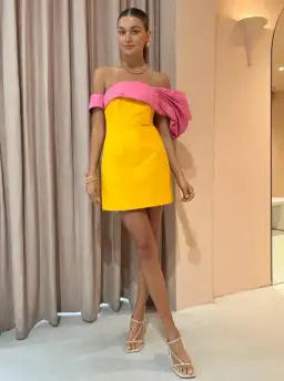 Rachel Gilbert Manuela Mini Dress Saffron & Yellow Size 3 / AU 12