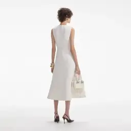 Self-Portrait Cream Tinsel Boucle Buttoned Midi Dress Size 10 for rent on The Volte - image 3