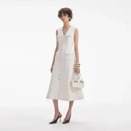 Self-Portrait Cream Tinsel Boucle Buttoned Midi Dress Size 10 for rent on The Volte - image 2