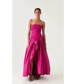 Aje Violette Bubble Hem Maxi Dress Deep Magenta; size 8 for rent on The Volte - image 1
