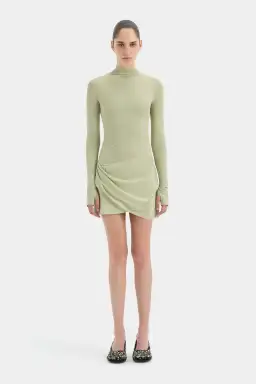 Sir the Label Milesi Drape Mini Dress Moss Size 1/Au 8