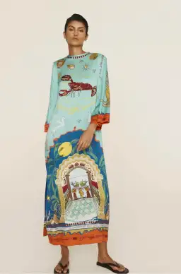 Alemais Surrealist Summer Midi Silk Dres Multi Print Size 16 for rent on The Volte - image 3
