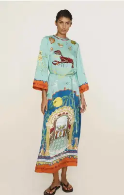 Alemais Surrealist Summer Midi Silk Dres Multi Print Size 16 for rent on The Volte - image 1