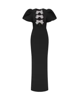 Rebecca Vallance Violetta Puff Sleeve Gown Maxi Black Size 10 for rent on The Volte - image 4