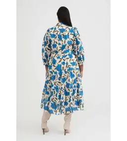 Witchery Blue Violet Silk Linen Shirt Midi Dress Lapis Size 8 for rent on The Volte - image 4