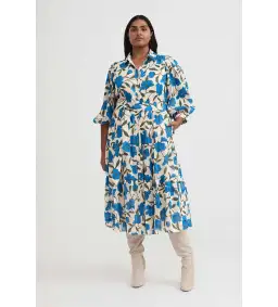 Witchery Blue Violet Silk Linen Shirt Midi Dress Lapis Size 8 for rent on The Volte - image 1