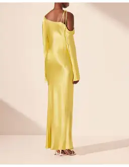 Shona Joy Sofia Asymmetrical Long Sleeve Maxi Dress Lime Size 8 for rent on The Volte - image 2
