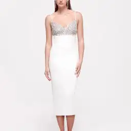 Rachel Gilbert Hallie Midi Dress Ivory Size 8