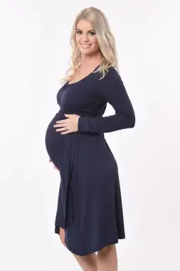 Meamama Navy Long Sleeve Bella Maternity Dress Navy Size 14 for rent on The Volte - image 1