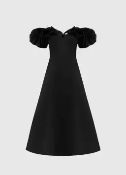 Leo Lin Annie Off Shoulder Frill Midi Dress Black Size 10  for rent on The Volte - image 3