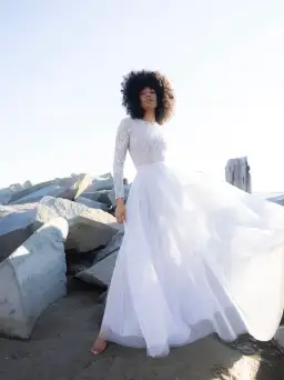 Zimmermann Long Sleeve Lace body suit & Skirt light blue for rent on The Volte - image 3