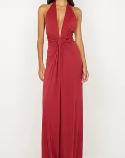 Bec & Bridge Susie Plunge Maxi Dress in Cherry Red Size 8
