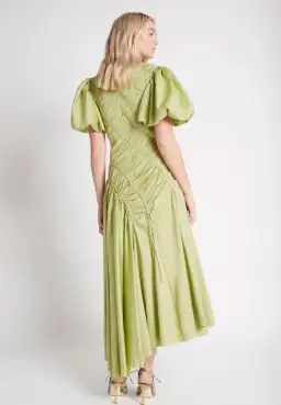 Aje Siren Drawstring Midi Dress Bayleaf Green Size 16 for rent on The Volte - image 4