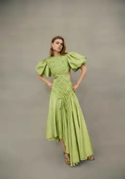 Aje Siren Drawstring Midi Dress Bayleaf Green Size 14 for rent on The Volte - image 5