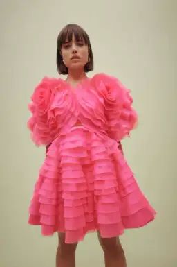 Aje Amour Ruffle Mini Dress Pink Size 10 for rent on The Volte - image 1