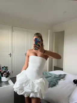 Aje Violette Bubble Hem Mini Dress in Ivory Size 6 for rent on The Volte - image 2