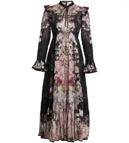Zimmermann Dancer Tie Neck Midi Dress Black Garden Floral Size 1 AU 10 for rent on The Volte - image 3