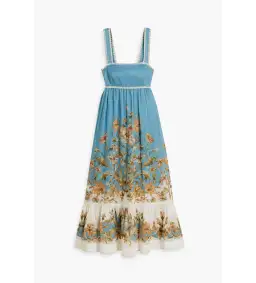 Zimmermann Chintz Tiered Ramie Midi Dress Blue Daisy Size 2 AU 12 for rent on The Volte - image 5
