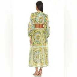Zimmermann Halcyon Tie Front Midi Dress Size Multi Print 1 / AU 10 for rent on The Volte - image 4