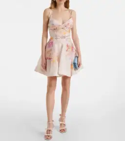 Zimmermann The Crush Twist Front Mini Dress in Multi Floral Size 1/Au 10 