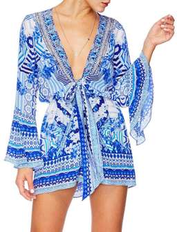 Camilla Throwing Shade Front Tie Playsuit size 8