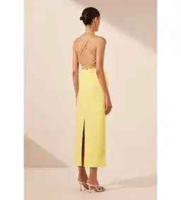 Shona Joy Lani Draped Cross Back Midi Dress Lemon Size AU 8 for rent on The Volte - image 5