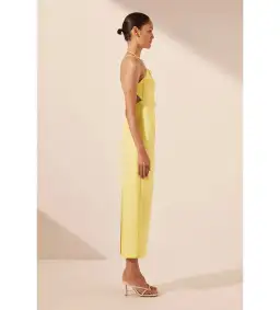 Shona Joy Lani Draped Cross Back Midi Dress Lemon Size AU 8 for rent on The Volte - image 4
